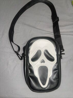 Black and White Ghost Face Crossbody Bag -